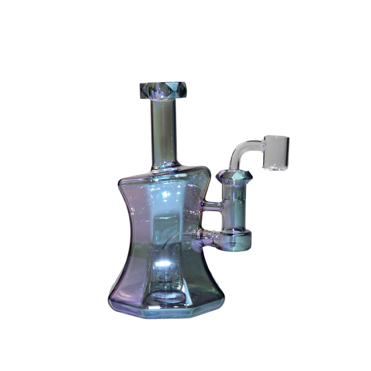 LuvBuds - 7.5" Facet Fantasy Bong w/ Facet Diamond Bowl, AQUA