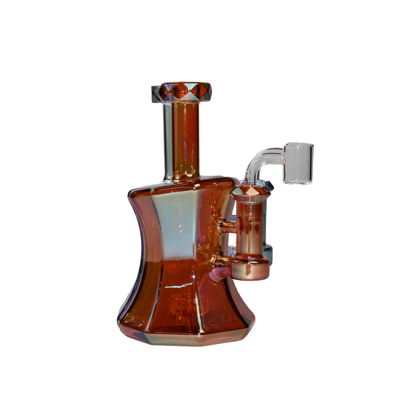 LuvBuds - 7.5" Facet Fantasy Bong w/ Facet Diamond Bowl, FIRESTONE