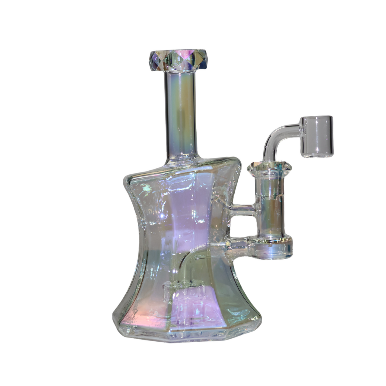 LuvBuds - 7.5" Facet Fantasy Bong w/ Facet Diamond Bowl, CRYSTAL