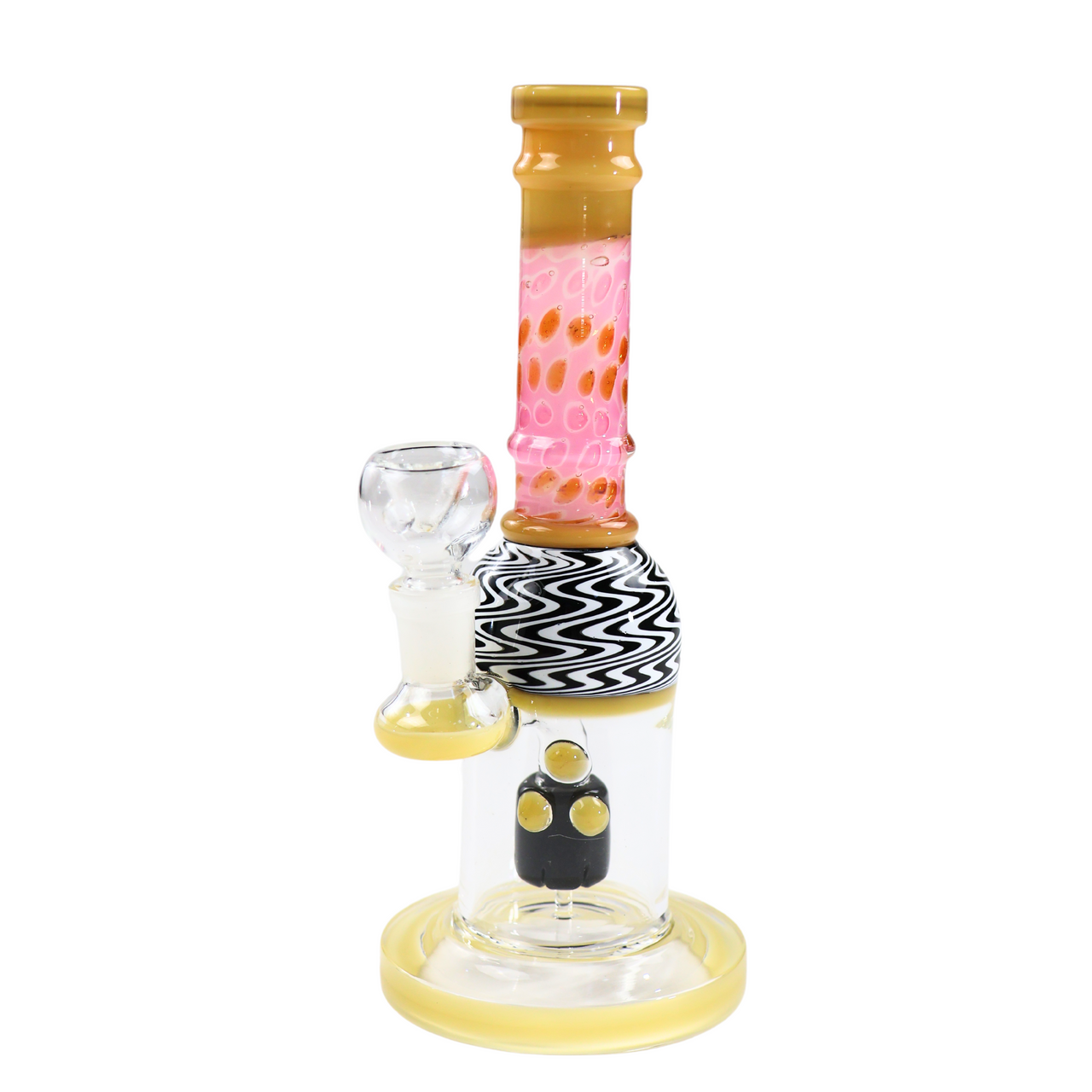 LuvBuds - 9" Molino Double Glass Mushroom Bong with Bowl, Yellow