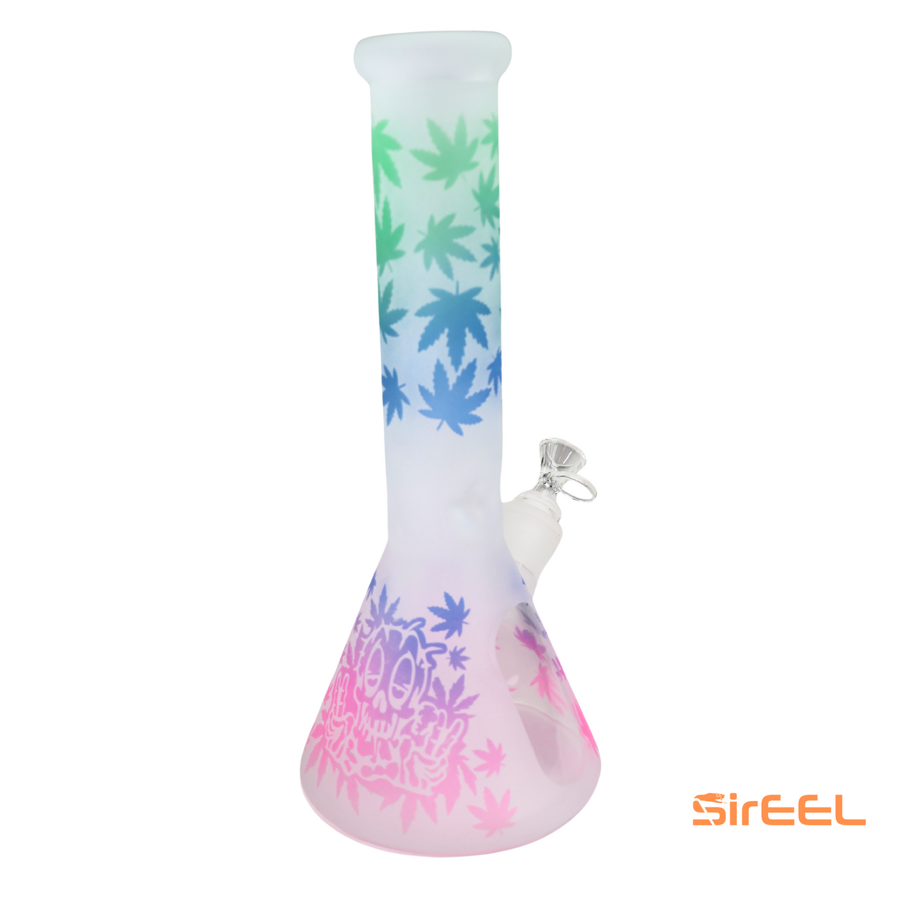 SirEEL - 12.5" TuffLuv 7mm Beaker Bong with Frosted Leaf Windowpane, Assorted Colors May Vary