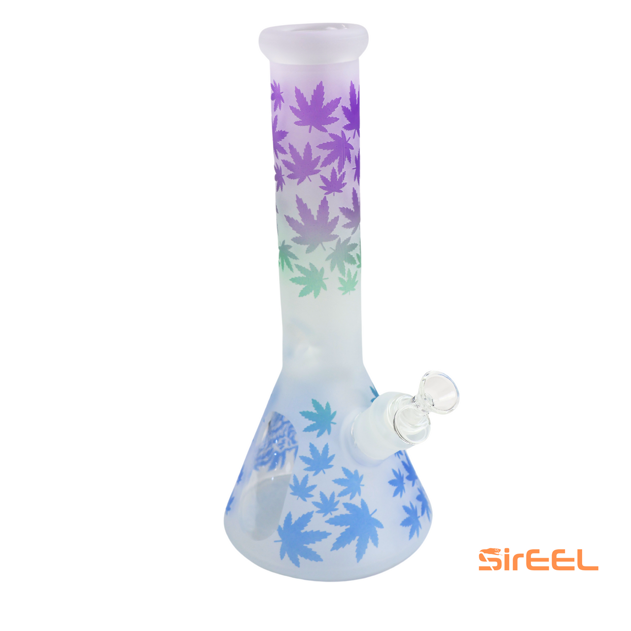 SirEEL - 12.5" TuffLuv 7mm Beaker Bong with Frosted Leaf Windowpane, Assorted Colors May Vary