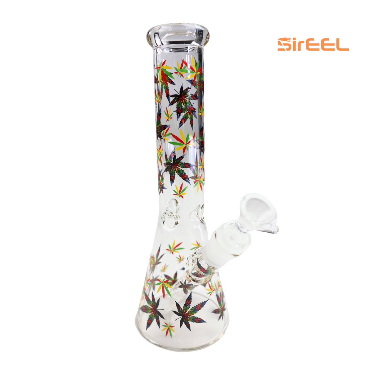 SirEEL - 9.75" 420 Rasta Leaf the World Behind Beaker Bong with Bowl, Assorted Colors May Vary