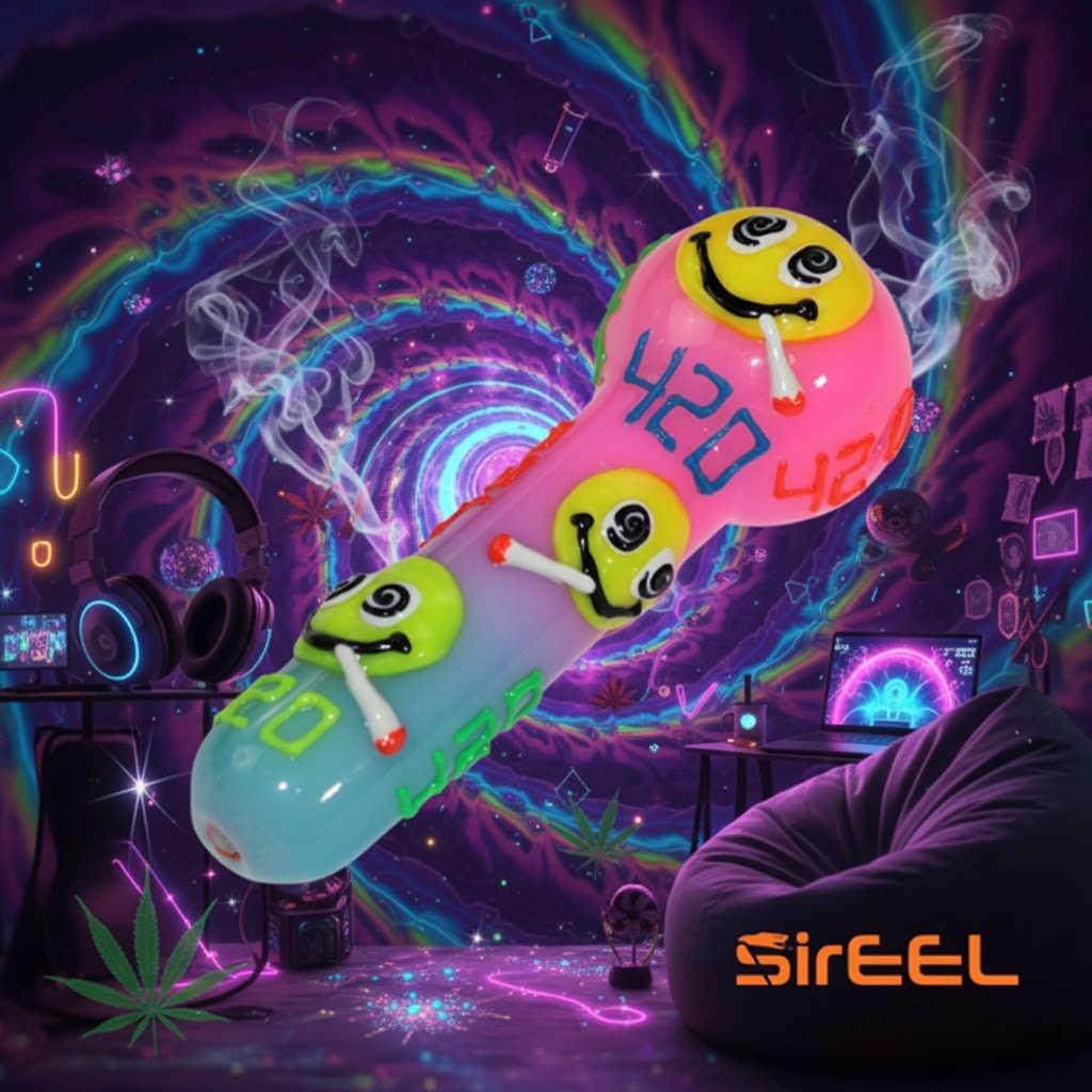 SirEEL - 5” Smiley High UV Hand Pipe, Hypno-Hit Edition (Generated with AI which can make mistakes)