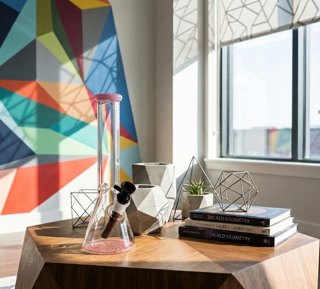 SirEEL - 10" Colorful Geometric Base Beaker Water Pipe, Assorted Colors May Vary