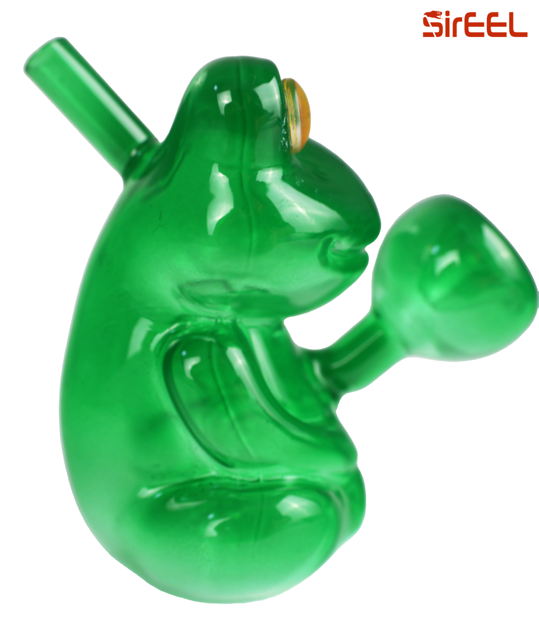 SirEEL - 4" The Croak Bong with Flower Bowl, Hermit Green SirEEL - 4" The Croak Bong with Flower Bowl, Hermit Green
