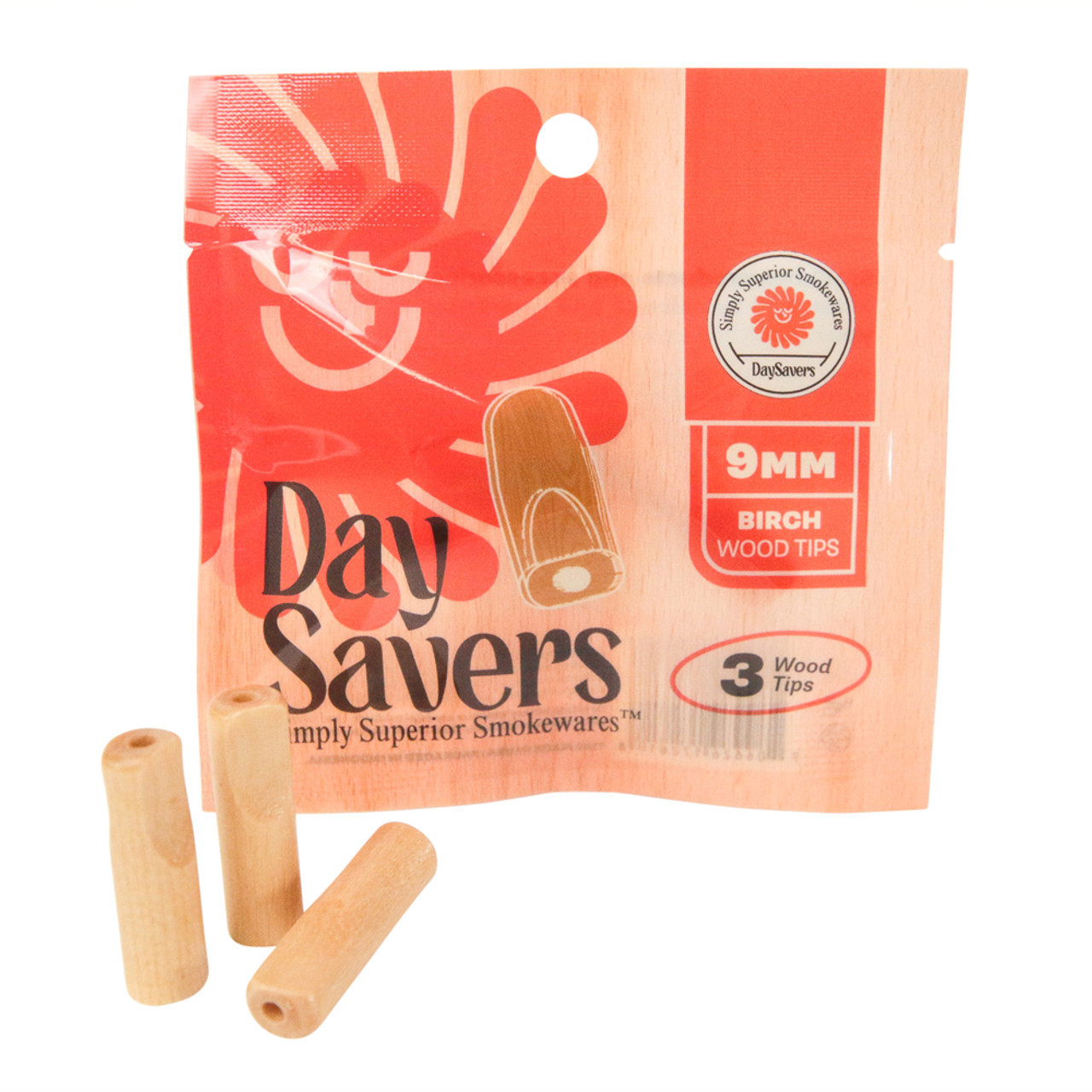 DaySavers - 20pk 9mm Natural Wood Filter Tips, 3ct, Retail Display