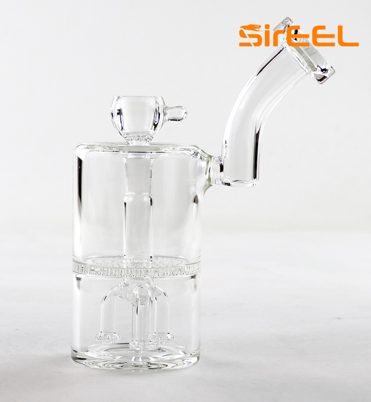 SirEEL - 8" Chuggular Bong with Triple Whitewater Perc and Flower Bowl, Clear As Day
