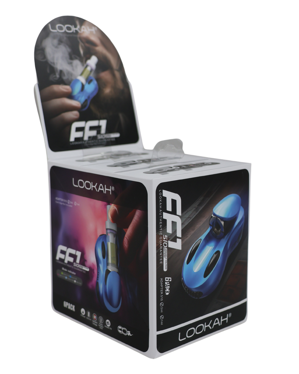 Lookah - 6pk FF1 Racecar 500mAh Variable Voltage 510 Thread Battery, Retail Packaging Lookah - 6pk FF1 Racecar 500mAh Variable Voltage 510 Thread Battery, Retail Packaging