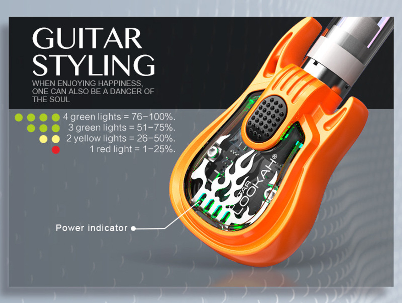 Lookah - 5pk Guitar 350mAh Variable Voltage 510 Thread Battery, Assorted Colors May Vary