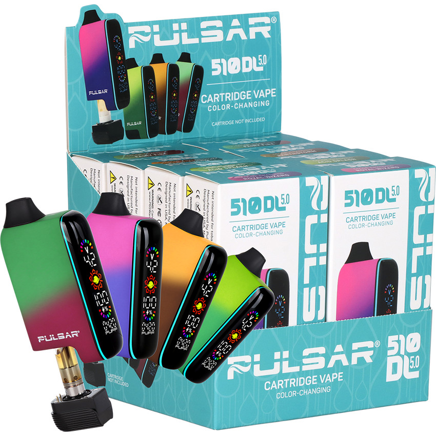 Pulsar - 8pk 510 DL 5.0 Auto Draw 1000mAh Variable Voltage Battery Thermo Series, Retail Display, Assorted Thermo Colors