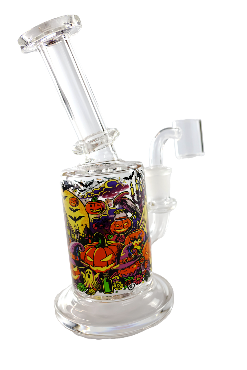 SirEEL - 6" Halloween Image Transfer Bent Neck Rig with Banger, Assorted Colors May Vary