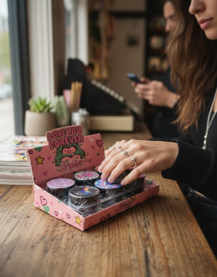 SirEEL - 6pk 2.2" Zinc 4-Piece Valentines Grinders, Assorted Colors May Vary, Retail Display (Generated with AI which can make mistakes)