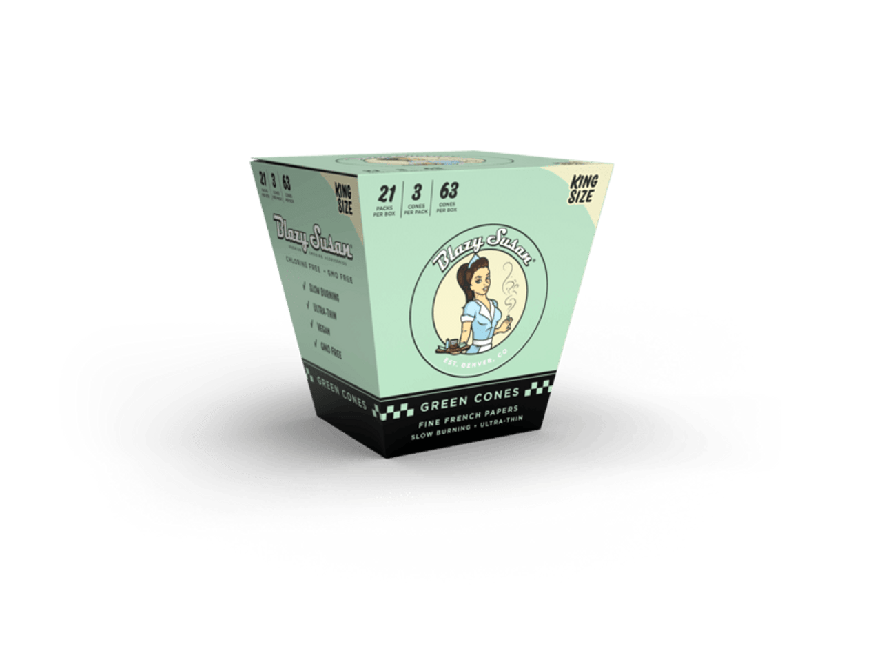 Blazy Susan - 21pk Green Cones, King Size, 3ct Blazy Susan - 21pk Green Cones, King Size, 3ct