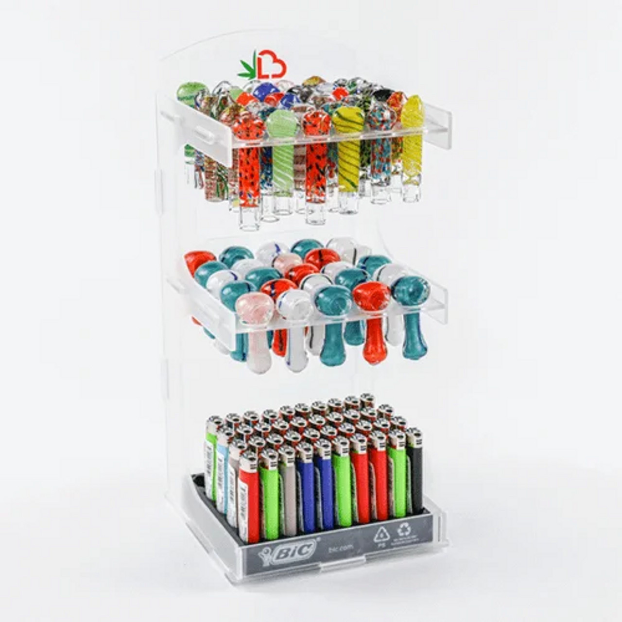 LuvBuds - POS Pipe Display, 100 Pipes and 100 Chillums Included, Retail Display