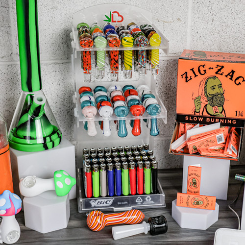 LuvBuds - POS Pipe Display, 100 Pipes and 100 Chillums Included, Retail Display