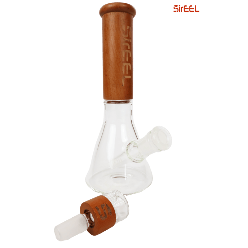 SirEEL – 9" TimberKraft Beaker Bong with Knotorious Bowl, Natural Timber Tones Vary
