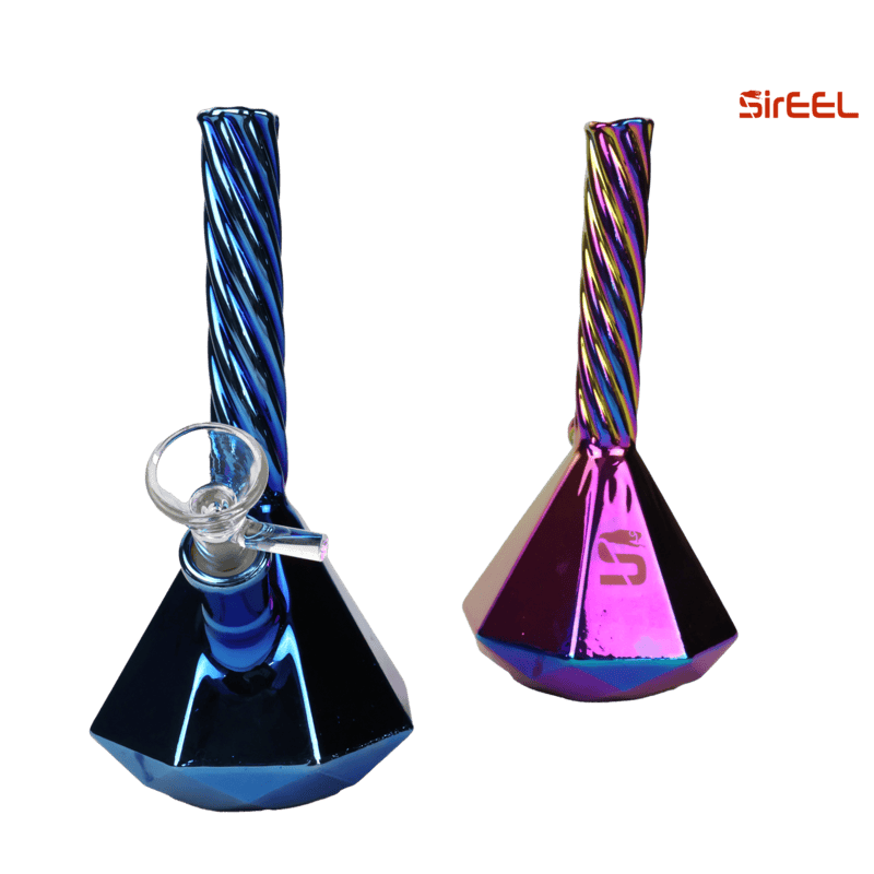 SirEEL – 6.5" Iridized OctaTwist Beaker Bong with Bowl, Assorted Colors May Vary