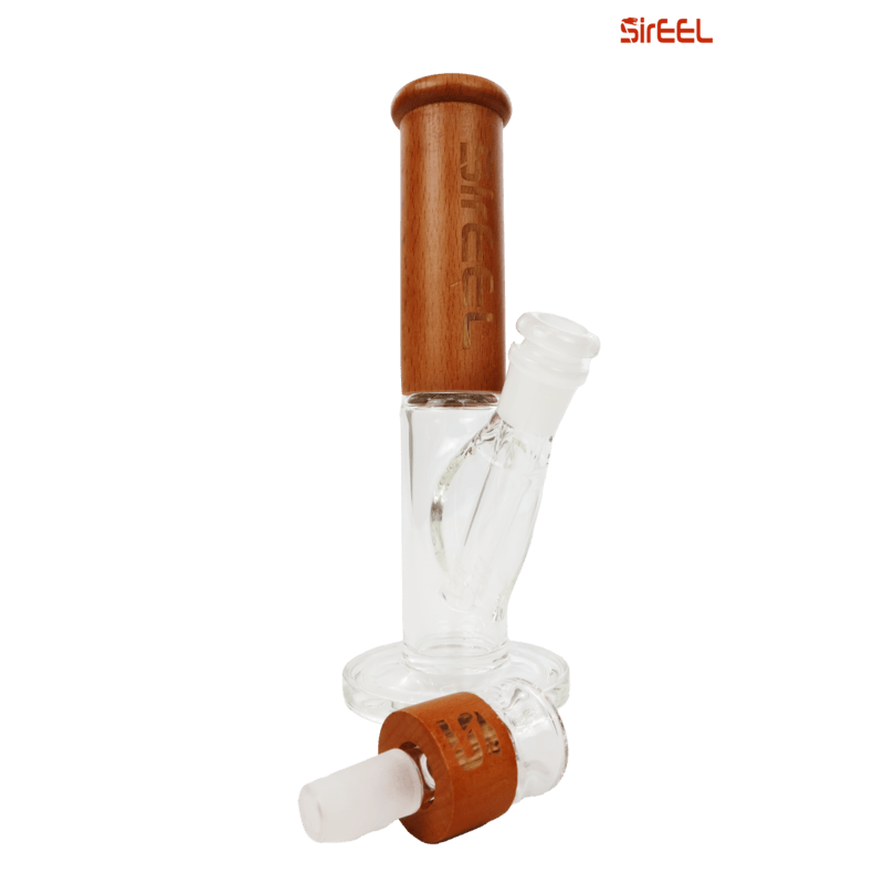 SirEEL – 8" TimberKraft Tube Bong with Knotorious Bowl, Natural Timber Tones Vary