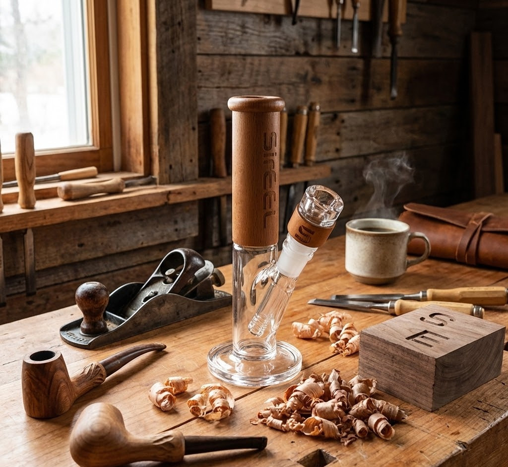 SirEEL – 8" TimberKraft Tube Bong with Knotorious Bowl, Natural Timber Tones Vary (Generated with AI which can make mistakes)