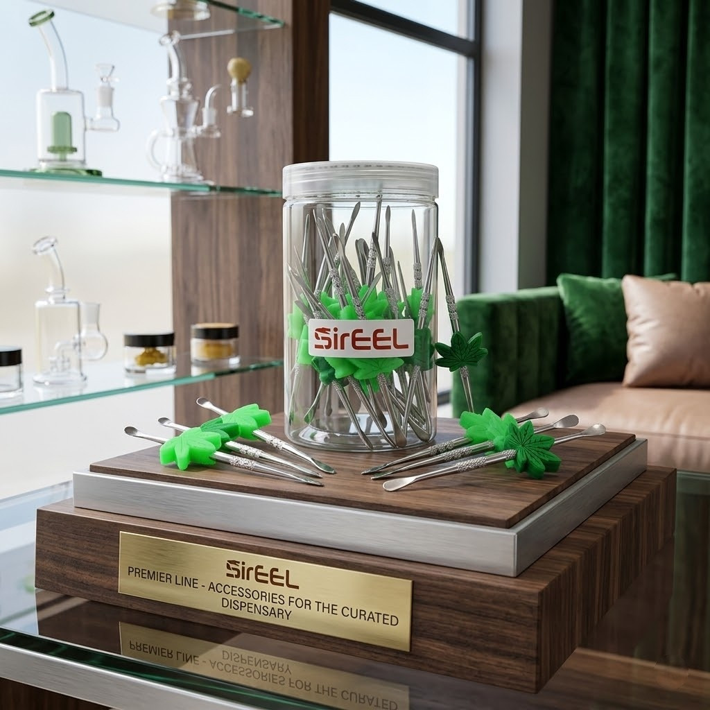 SirEEL - 30pk 420 Leaf Steel Dab Tool Jar, Assorted Colors, Retail Display (Generated with AI which can make mistakes)