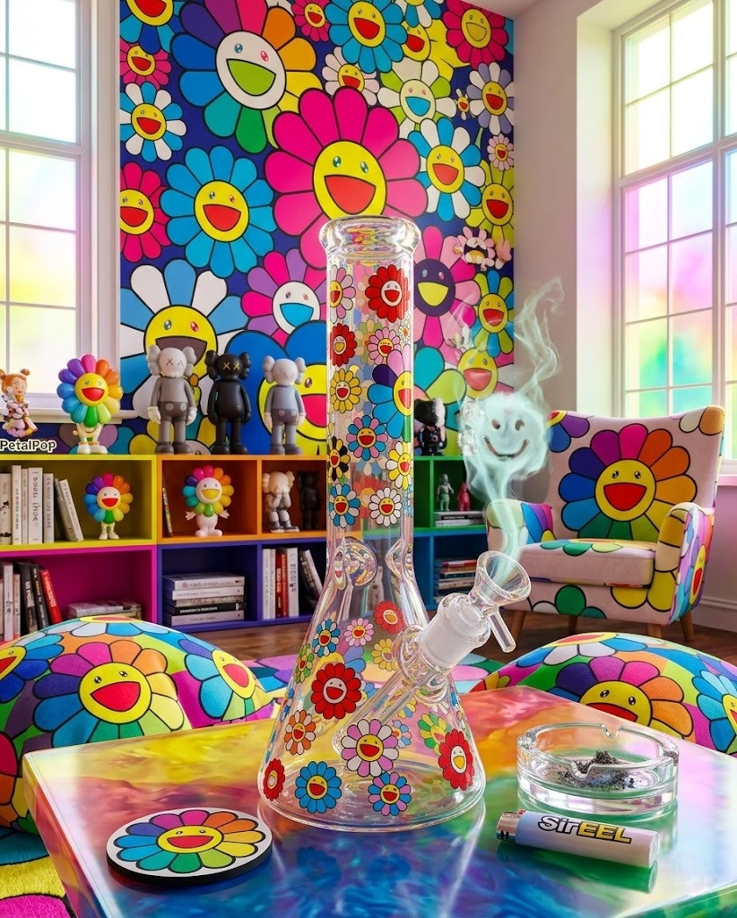 SirEEL - 8" PetalPop Beaker Bong with Bowl, Assorted Colors May Vary (Generated with AI which can make mistakes)