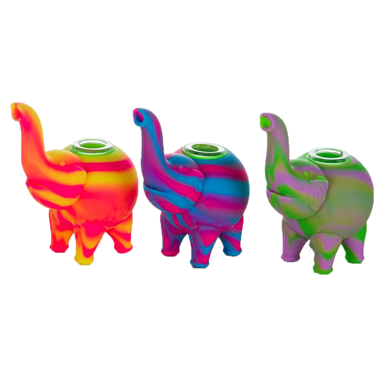 Silicone Elephant Hand Pipe  Assorted Colors