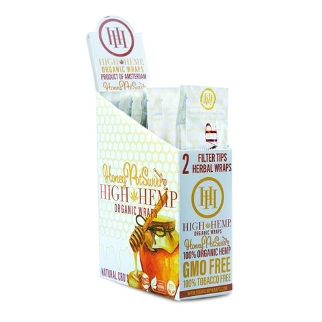 High Hemp Wraps Organic HONEY POT SWIRL 25 Pouches per Box 2 Wraps per Pouch