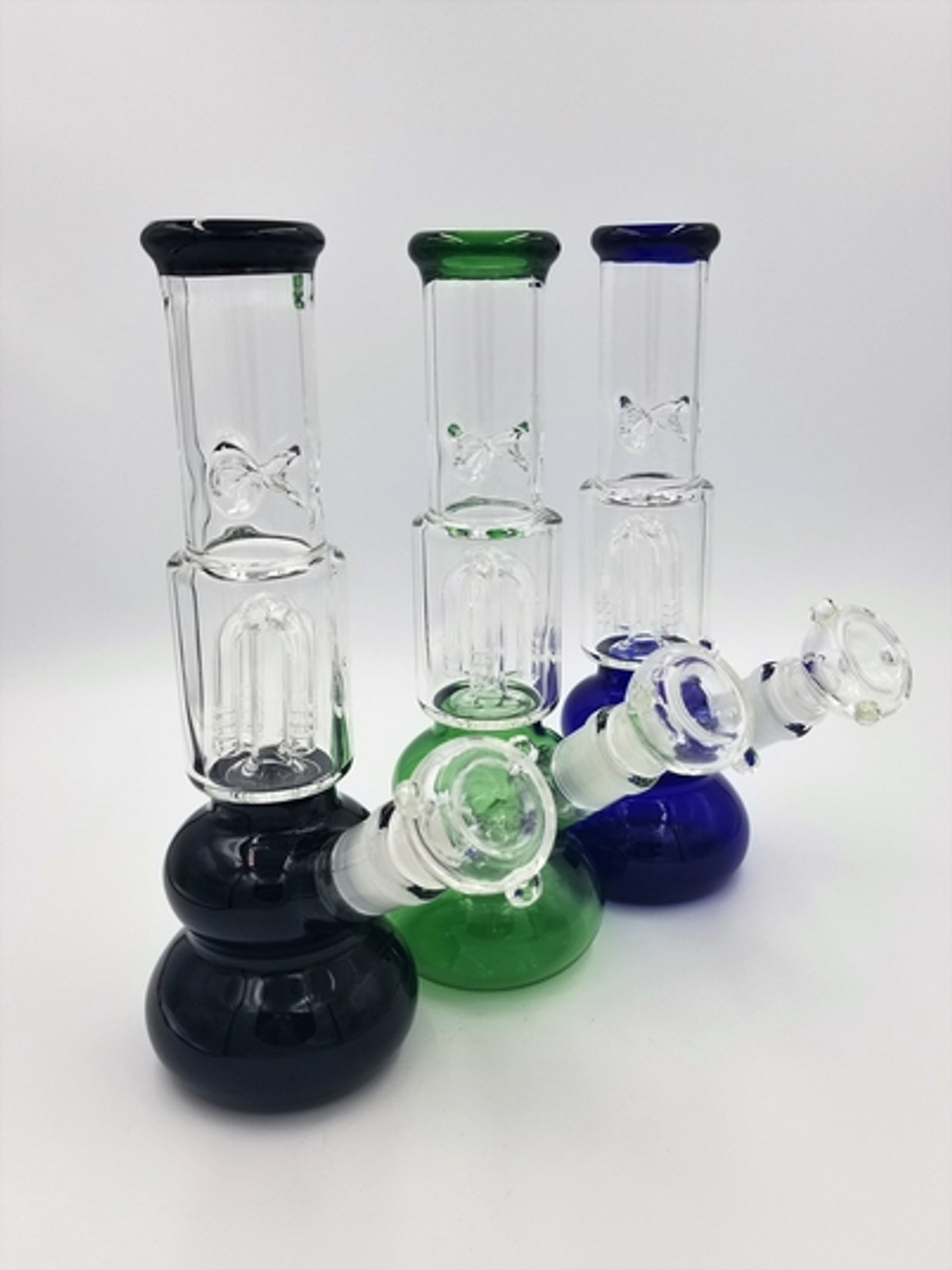 10" Four Arm Tree Perc Bong/Water Pipe (Assorted Colors - Blue, Black or Green)