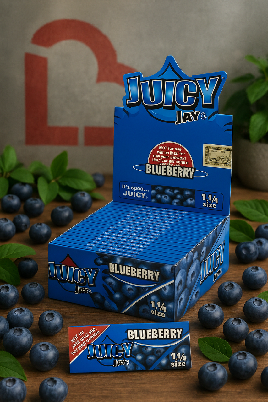 Juicy Jays - 1 1/4 Blueberry, 24 Booklets (Generated with AI which can make mistakes)