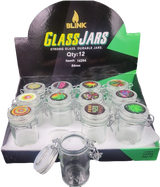Blink Air Tight Glass Jars with Latch Top holds 3.5 grams 12 pack Retail Display