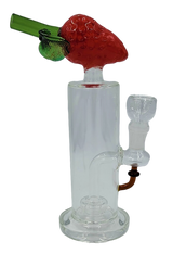 8" Straight Water Pipe with Strawberry Mouthpiece | Comes with Flower Bowl