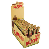 RAW Organic Hemp Pre-Rolled Cones 1 1/4 inch Size 32 pack of 6 Pre-Rolled Cones Retail Display
