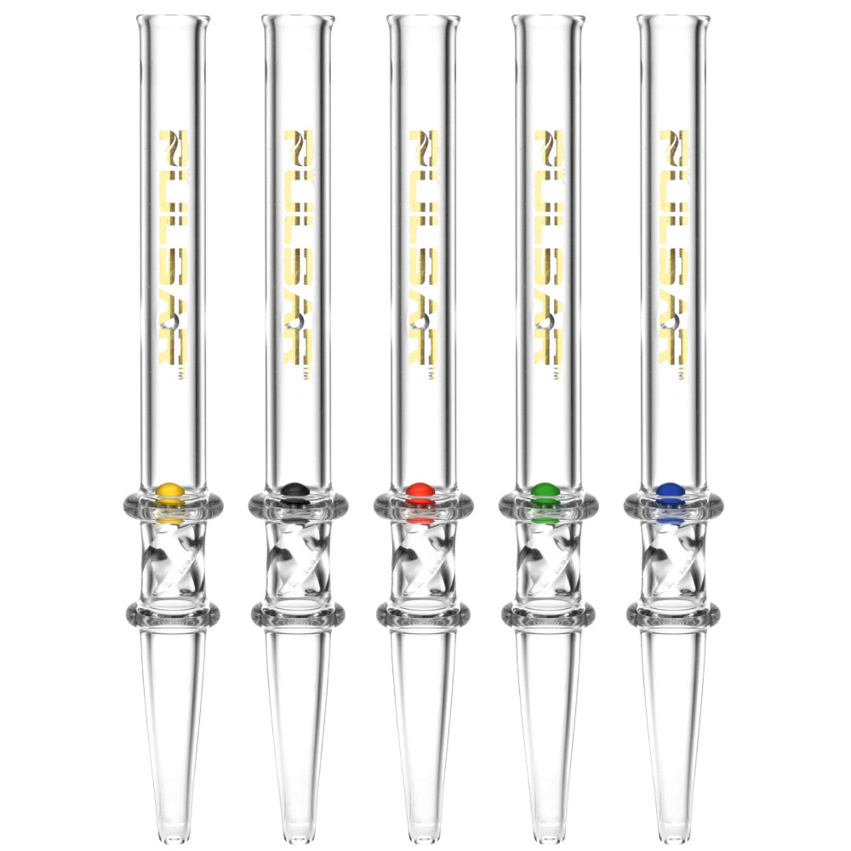 6" Pulsar Quartz Dab Straw w/ Spin Pearl 18pc Display Assorted Colors