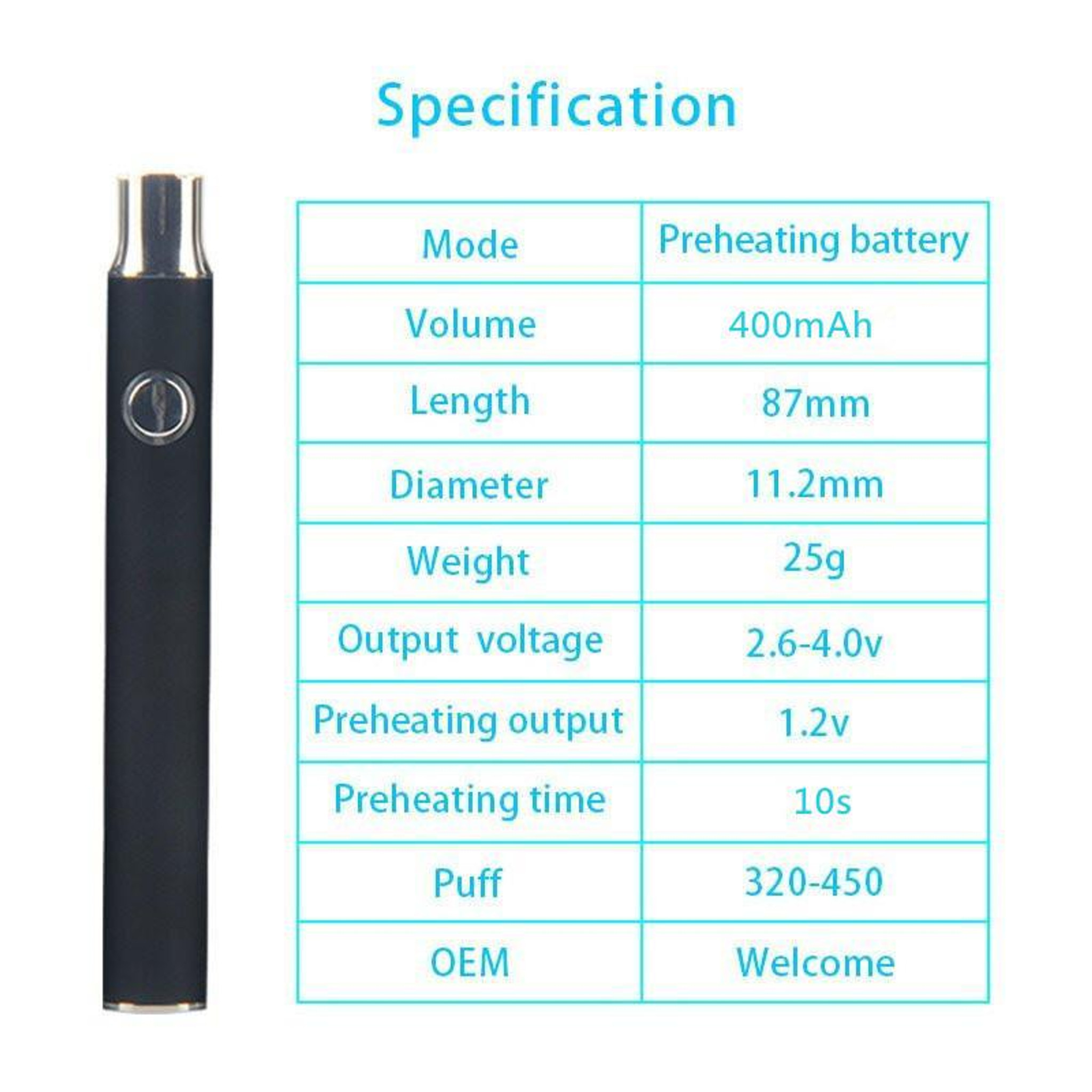 350 Mah Variable Voltage Battery + USB Charger | Assorted Black