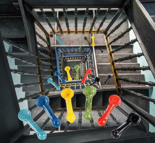 LuvBuds - 4.5" Swirl Glass Hand Pipe, Assorted Colors May Vary (Generated with AI which can make mistakes)