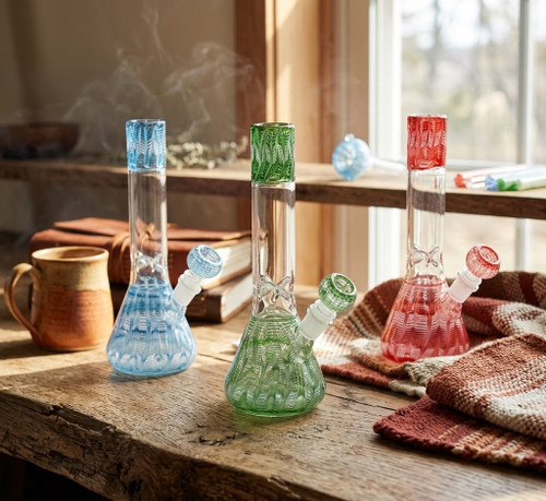 LuvBuds - 10" Wrap and Rake Beaker Bong with Ice Catcher, Assorted Colors May Vary