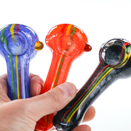 LuvBuds - 4" Rasta Stripe Pipes, Assorted Colors May Vary