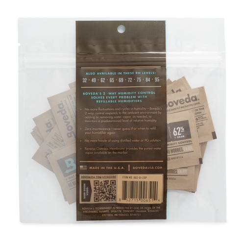 Boveda 1 Gram Square 20 Pack 62 percent - 1 Gram 20 Packs