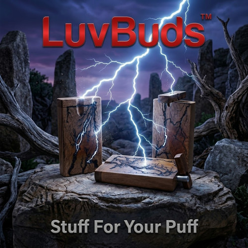 LuvBuds - 4" Fractal Burn Wood Dugout with 1 Hitter, Assorted Colors May Vary (Generated with AI which can make mistakes)