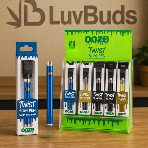 Ooze - Slim Twist Device, 48ct Battery Display, 510 Thread, 320 mAh Device + USB Charger, Acrylic Battery Display (Generated with AI which can make mistakes)