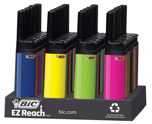 BIC EZ Reach Lighter, Multiple Colors, 40-Count Tray (Colors Will Vary), Ideal for Candle Lighting