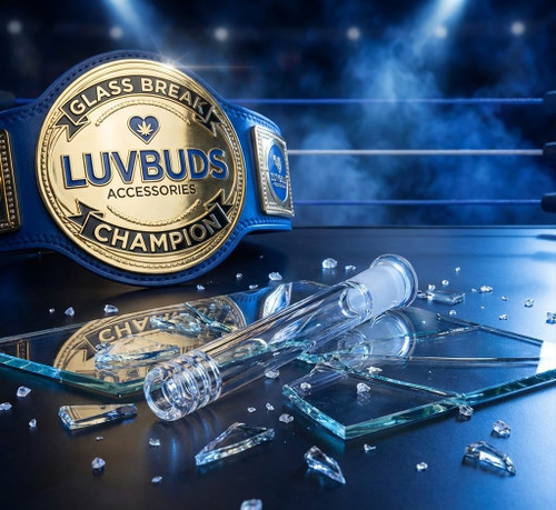 LuvBuds - 5" Down Stem, 14mm/18mm Glass-On-Glass (Generated with AI which can make mistakes)