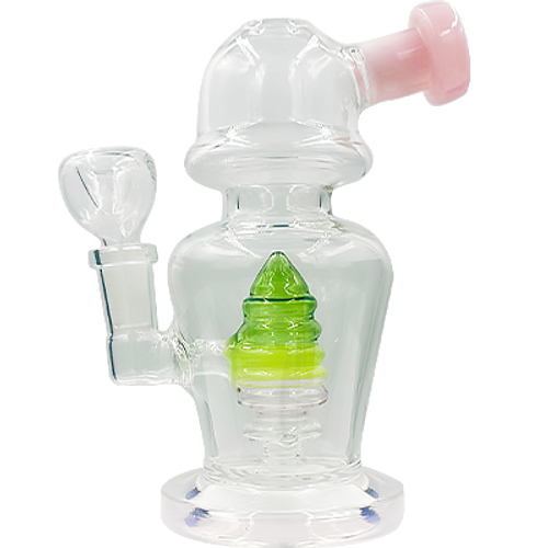 6" Slime Bell-Top Ribbed Perc Hanger Rig/Bong | Assorted Colors