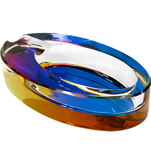 5" Oval Iridized Glass Ashtray | Assorted Colors