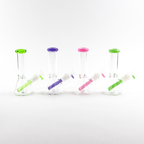 8" Color Accented Beaker Bong | Assorted Colors