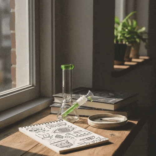 LuvBuds - 8" Color Accented Beaker Bong, Assorted Colors May Vary (Generated with AI which can make mistakes)