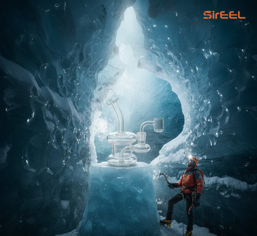 SirEEL - 6" Bent Neck Clear Hanger Rig with Banger (Generated with AI which can make mistakes)