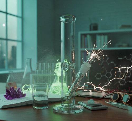 SirEEL - 10" Straight Tube Scientific Bong with Flower Bowl