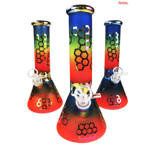 SirEEL - 10" Rainbow Honeycomb Beaker Bong and Flower Bowl, Assorted Colors May Vary SirEEL - 10" Rainbow Honeycomb Beaker Bong and Flower Bowl, Assorted Colors May Vary
